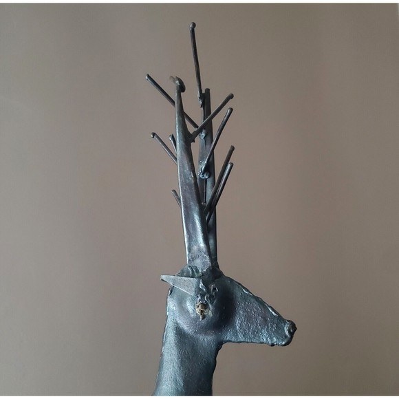 Brutalist Metal Sculpture, Figural Primitive Reindeer Elk Buck Wild Game Animal - Picture 4 of 11